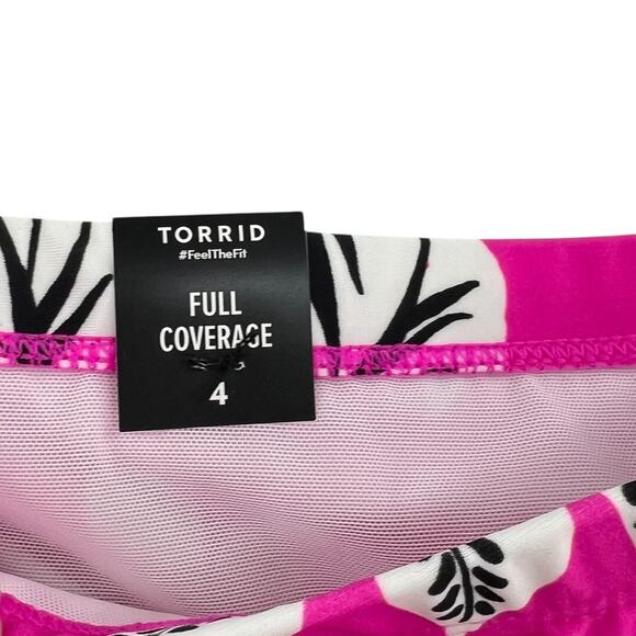 Torrid High-Rise Ruched Bikini Bottom Carissa Floral Azalea Pink Plus Size 4X - Picture 6 of 9